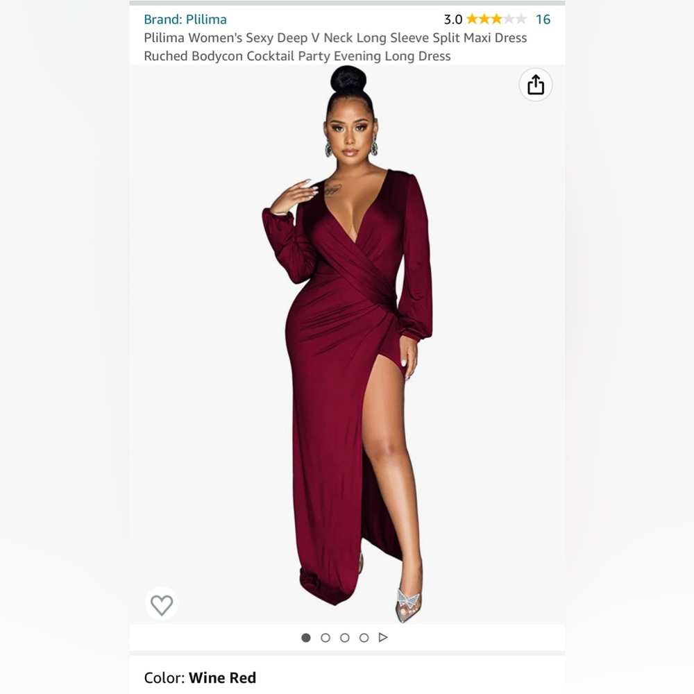 Brand: Plilima Sexy Deep V Neck Long Sleeve Split Maxi Dress